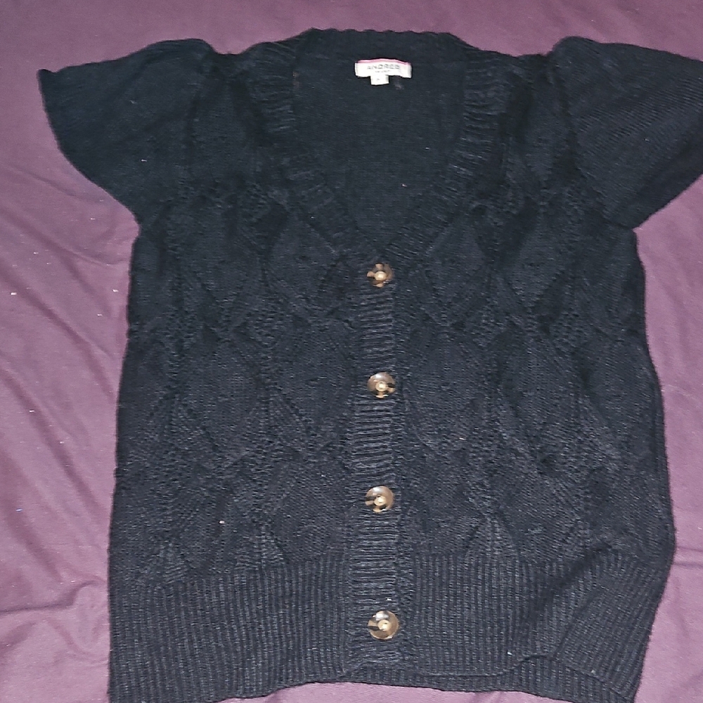 ANDREE BY UNIT Black Button-Up Cardigan